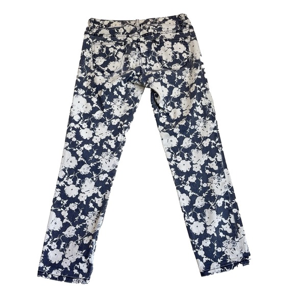 TORY BURCH Navy White Floral Alexa Cropped Skinny Jeans Size 26 Preppy Chic EUC - Picture 8 of 15